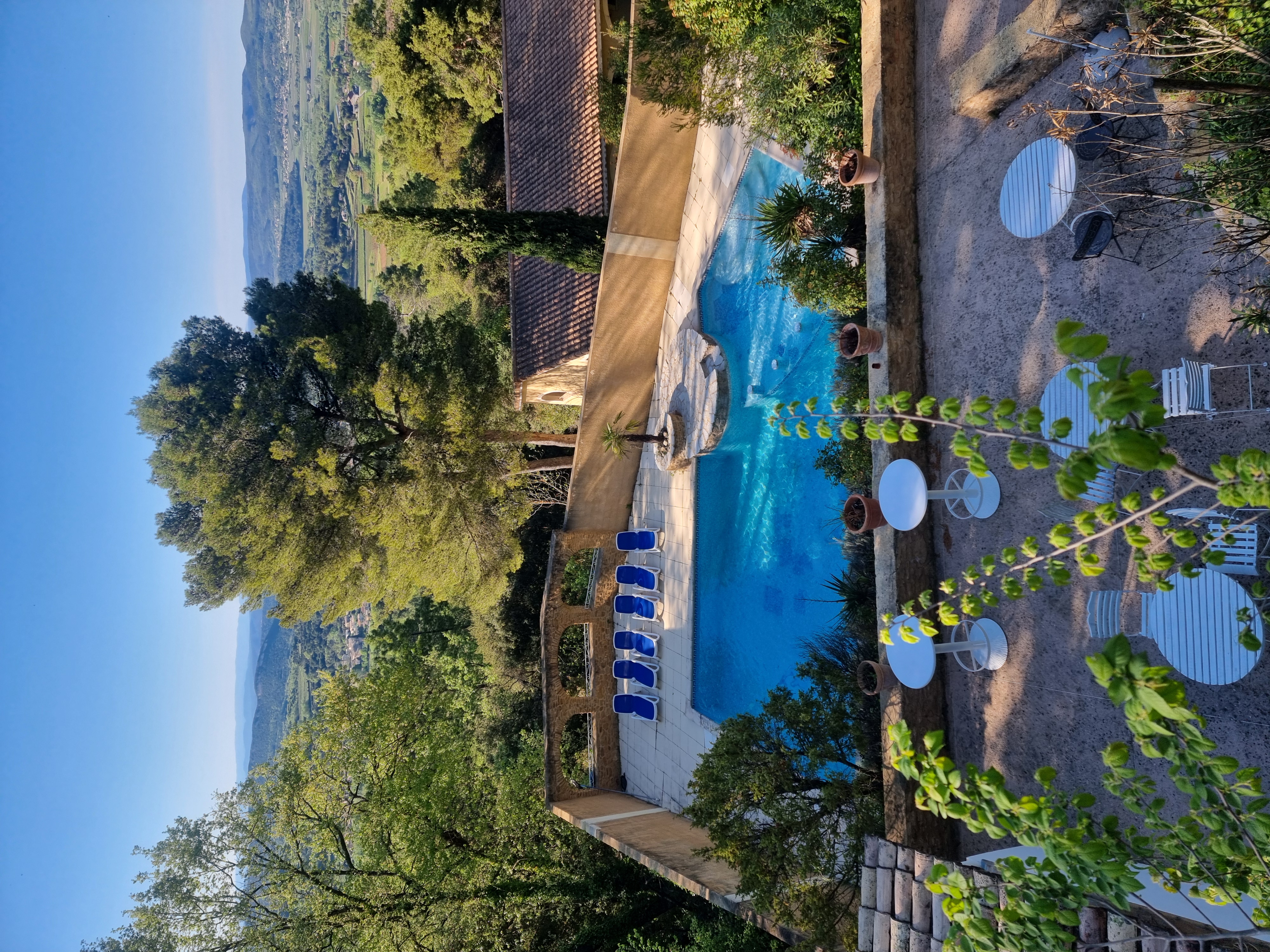 Piscine chauffée entourée d'oliviers à La Pousterle de Sabran